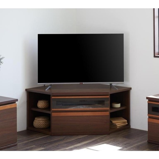 ローボード コーナー テレビ台 リビング 収納 完成品 120cm 50インチ 国産 木 ブラウン ナチュラル