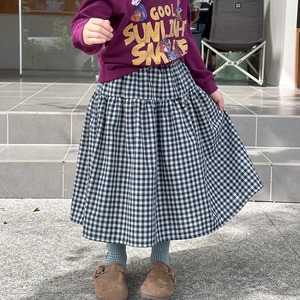 秋チェック柄リネンスカート