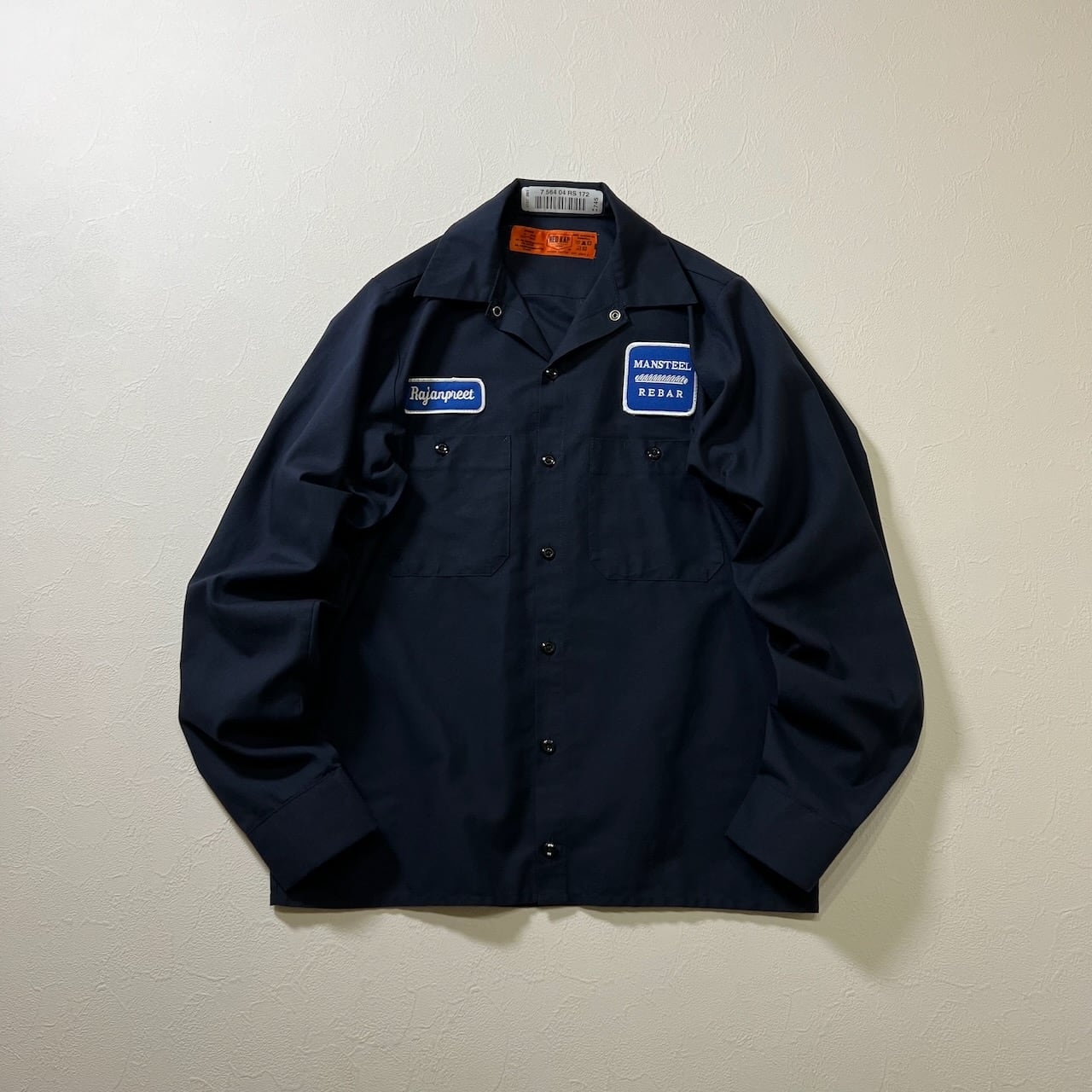 RED KAP ワークシャツ リメイク 短丈 長袖シャツ ネイビー S 古着 | RUFFY