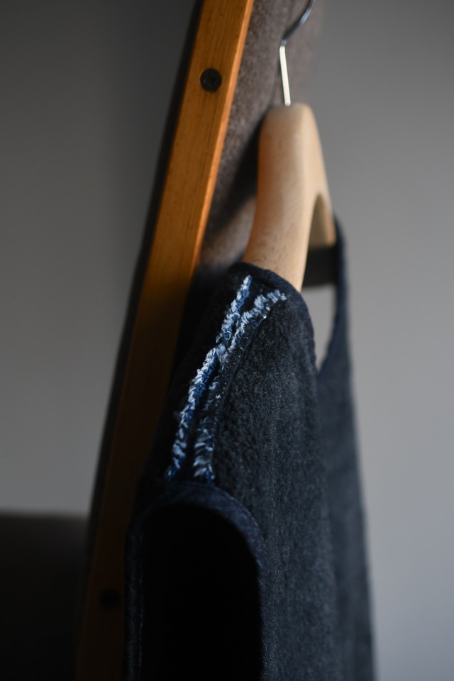 awasa / denim boa reversible vest (indigo×blue)