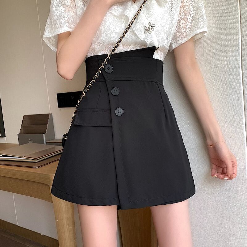 ブラックパンツ スプリング薄手カジュアルハイウェストウェストショーツ 春物 ブルマー 試着室69412489846