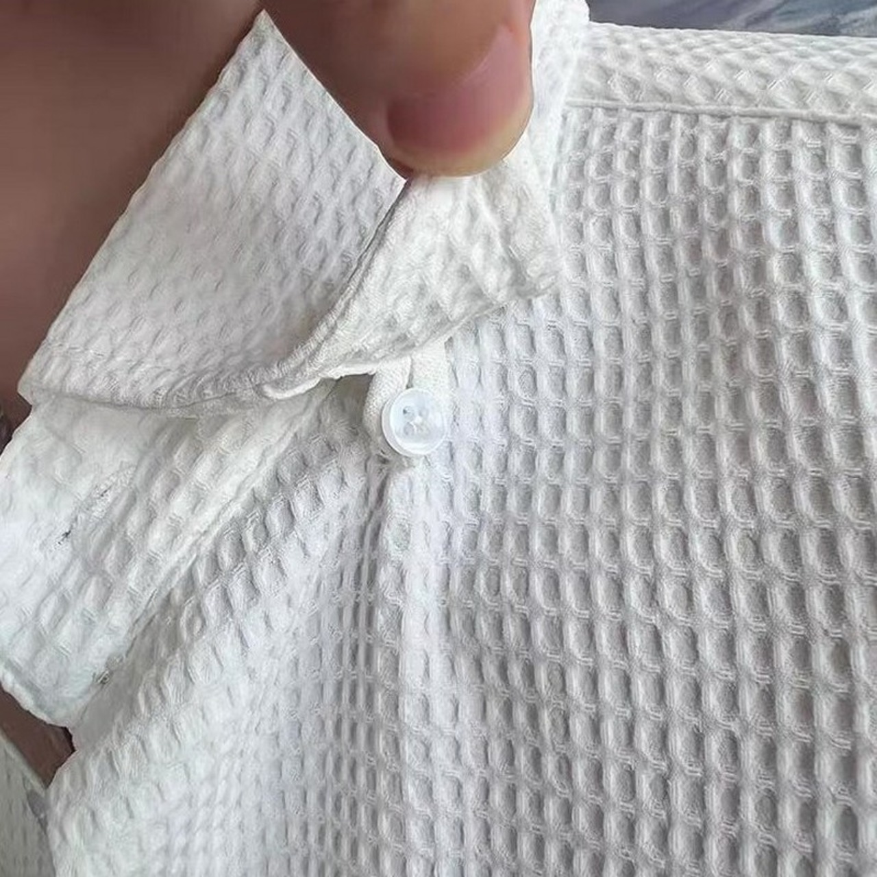 business casual waffle shirt 00244