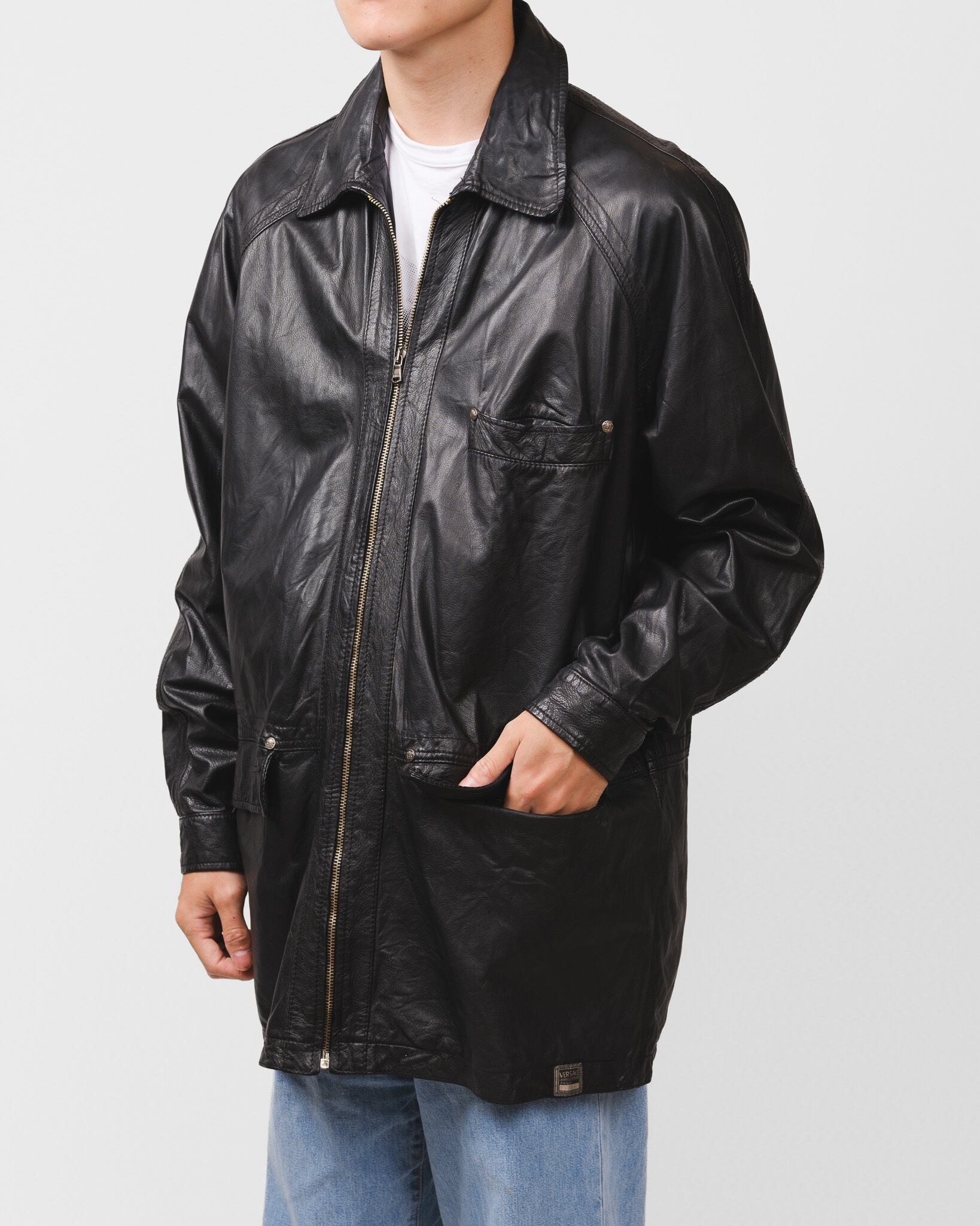 Kurima希少80s90s✦DEROCHEデロッシュナポレオンジャケット 1990's] “Versace” Nappa Leather Car Coat Style（Made in Italy