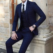 slim plaid casual suit 2piece 00032