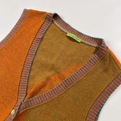 CATHERINE ANDRE カトリーヌアンドレ アンゴラ カシミヤ混 ニット ベスト 前ボタン サイズ L /オレンジ系×マルチ/フランス製/アノア代理