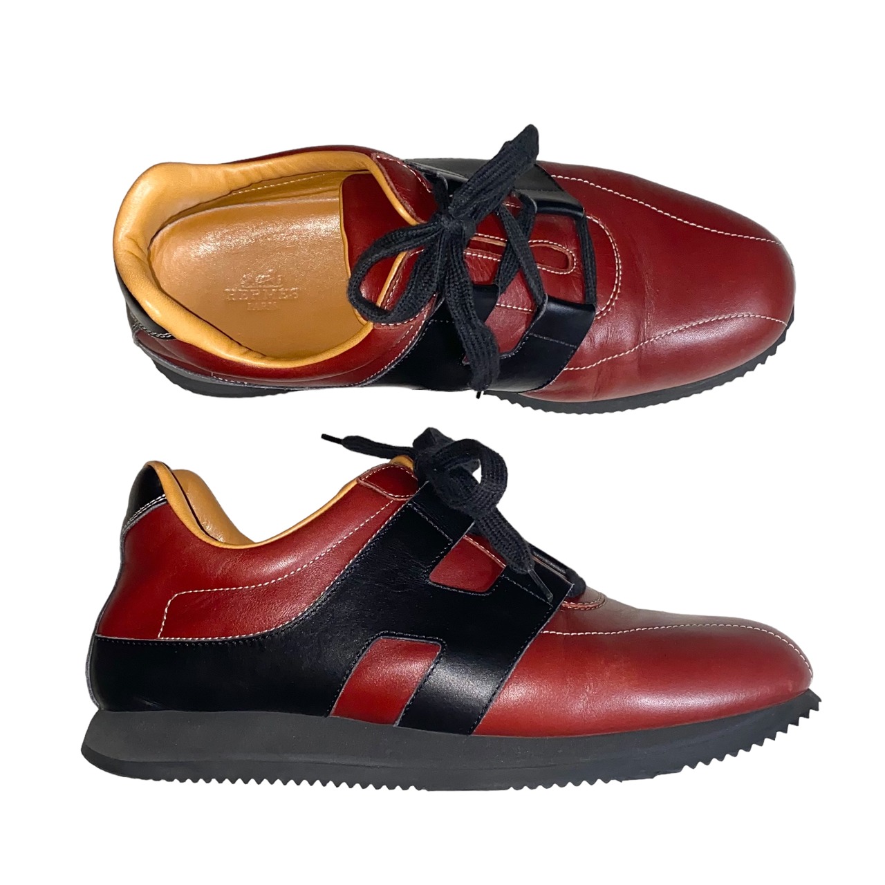 HERMES bicolor leather sneakers