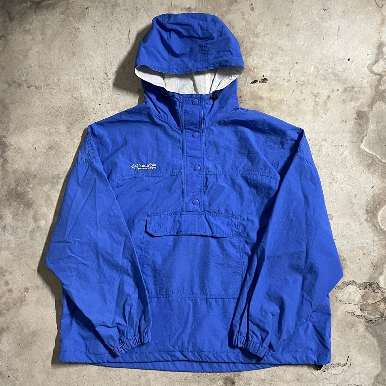 Columbia〗blue color logo embroidery nylon anorak jacket