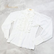 フラメンコ 衣装 トップス ブラウス 白 無地 長袖 フリル レース 透け感 docedelflamenco ドセデルフラメンコ ホワイト系 フラメンコ衣装 大人女性用 おしゃれ エレガント 可愛い ステージ衣装 踊り用 シャツ オフホワイト系 シンプルコーデ 上品