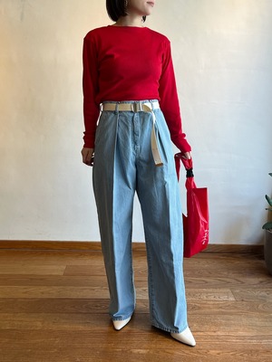 TICCA / ライトデニムタックワイドパンツ