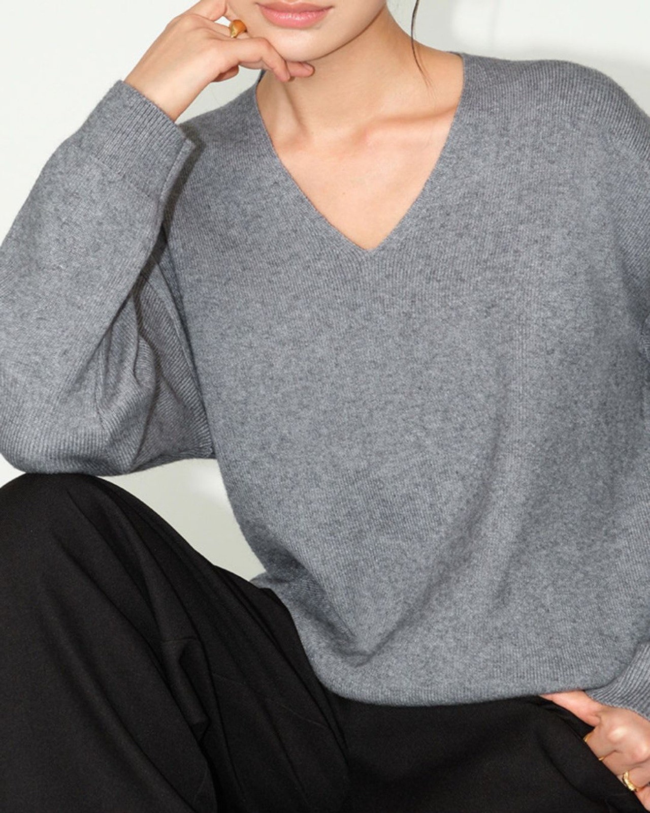 ルーズ Vネックニット 3color A0935 - 17