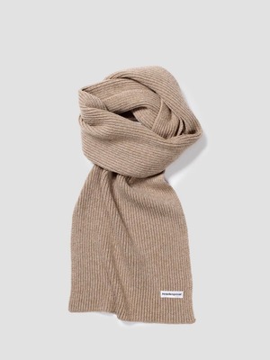 CASHMERE RIB KNIT MUFFLER - DARK BEIGE