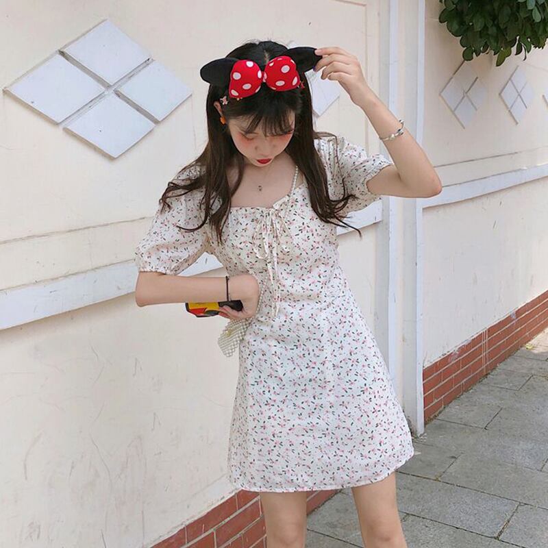 薄手フローラルスカート カラースタイルドレス サマー 夏物 花柄 スクウェア 萌量不足16920786477