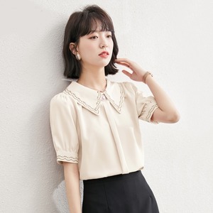 トップス レディース 送料無料 3色 シャツ ブラウス ハイネック フリル襟 ヴィンテージ ビジューボタン フライフロント ランタンスリーブ パフスリーブ 半袖 ロングスリーブ ストレート ライトブルー ブルー 青 水色 無地 トレンド かわいい 可愛い カジュアル シンプル きれいめ 上品 エレガント こなれ感 抜け感 ラブリー キュート ガーリー フェミニン 春 春服 夏 夏服 秋 秋服 冬 冬服 デート おでかけ 学生 通学 モテ 着回し 普段使い 重ね着 10代 20代 コーデ