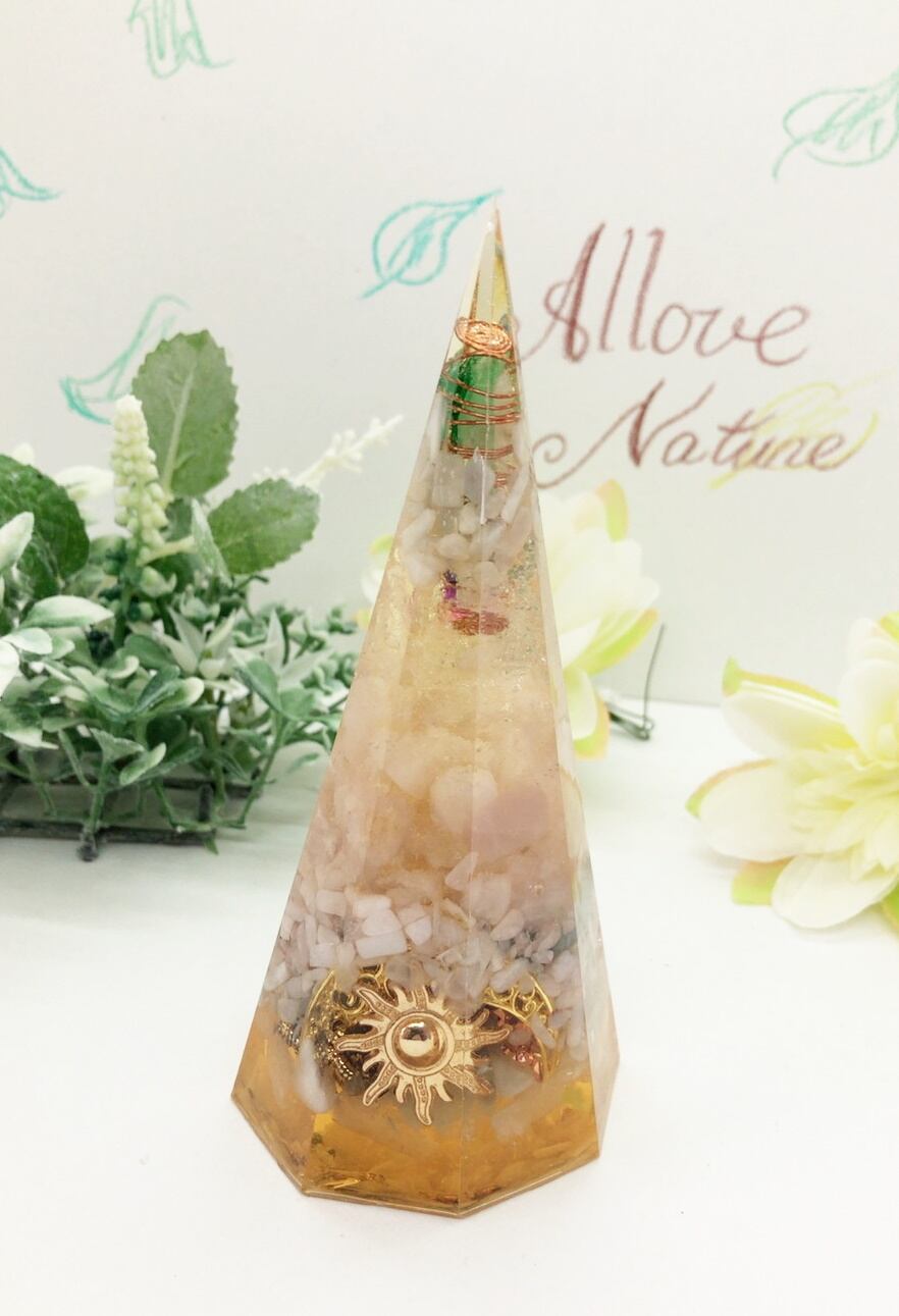 六角錐オルゴナイト☆愛と美☆ 六角錐のブルーローズ・オルゴナイト 六角錐