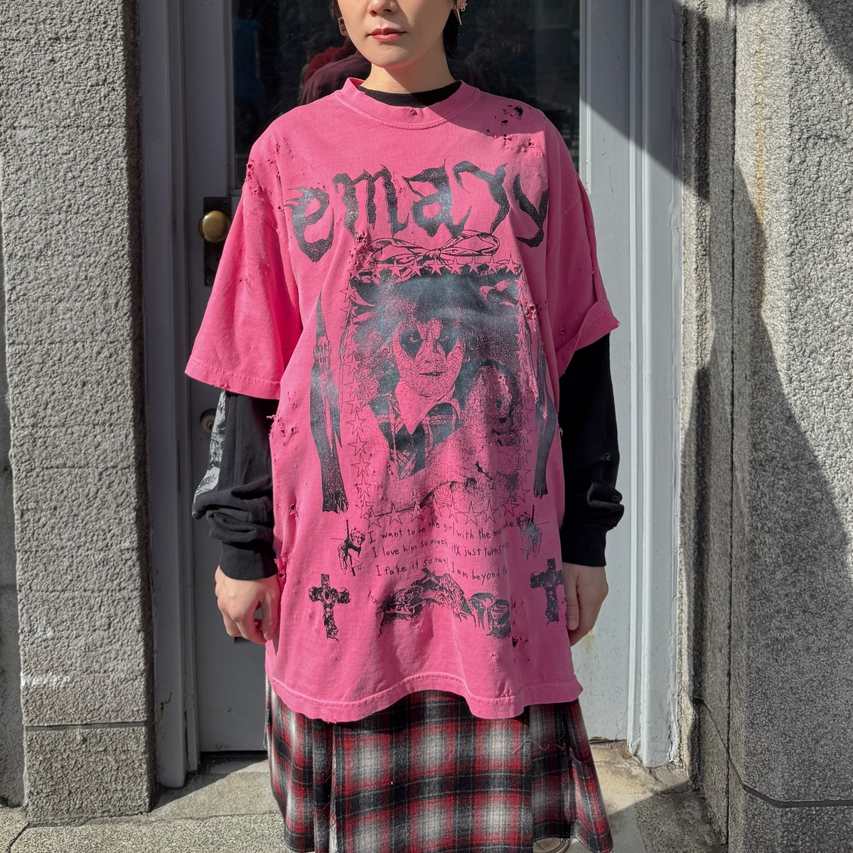 emary / Damaged Psycho candy T / CANDY PINK | ふぁいん