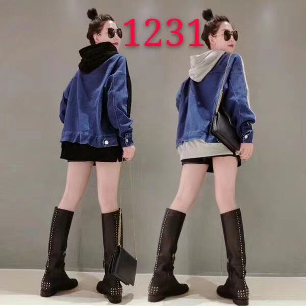 バイカラーデニムパーカー