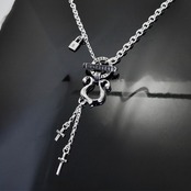 RHYTHMIC HORSESHOE LARGE with CROSSES T-BAR NECKLACE / リズミックホースシュー・L ウィズ クロス Tバー ネックレス