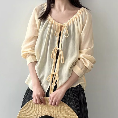 3色／フロントリボントップス ・21474