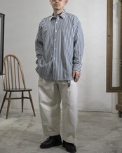 METHO メソ - Single yoke shirt シングルヨークシャツ / blue stripe ブルーストライプ / l unisex ユニセックス