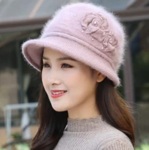 ウールハット レディース 薔薇 フリーサイズ 春秋冬 55-58cm バラ ファッション小物 ふんわり ウールハット レディース 薔薇 貴婦人 パール