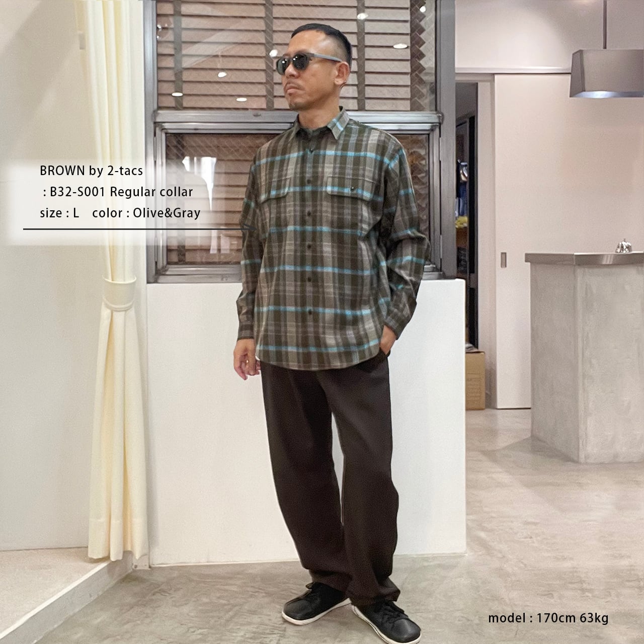 BROWN by 2-tacs B32-S001 Regular collar | WORKROWN UNIFORM