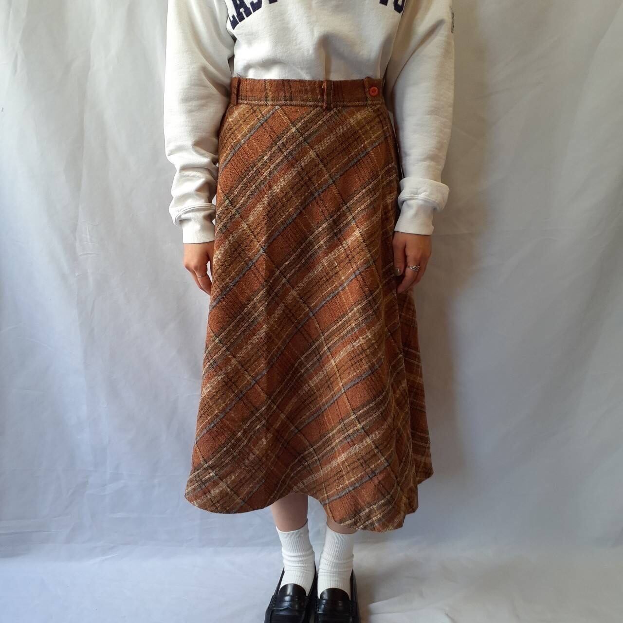 vintage wool check skirt