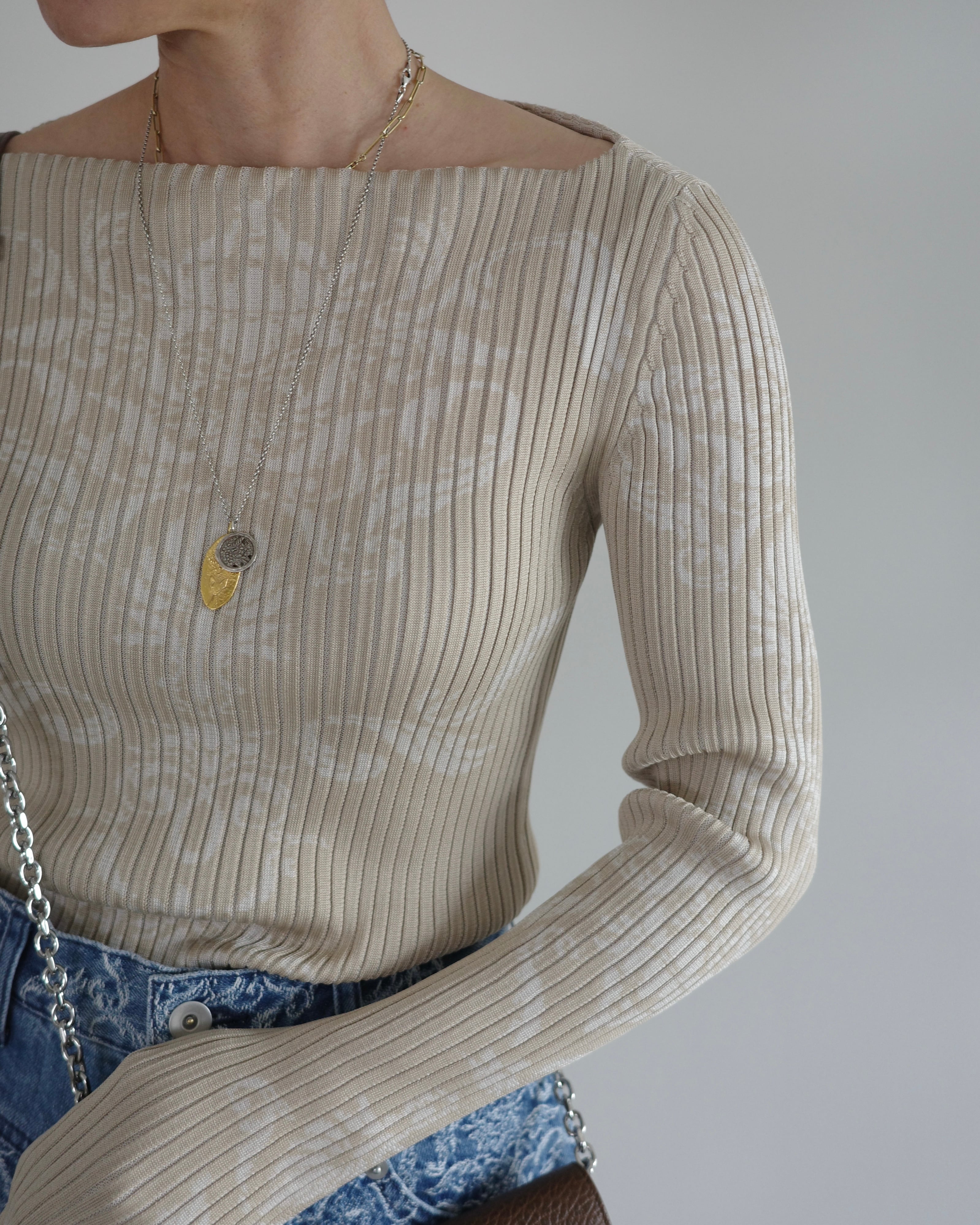 FETICO / DAMASK PATTERN RIB KNIT TOP | LA VILLA ROUGE