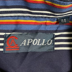 【APOLLO】ストライプシャツ ボタンダウン デザインシャツ 柄シャツ 長袖 マルチストライプ ビッグサイズ US古着