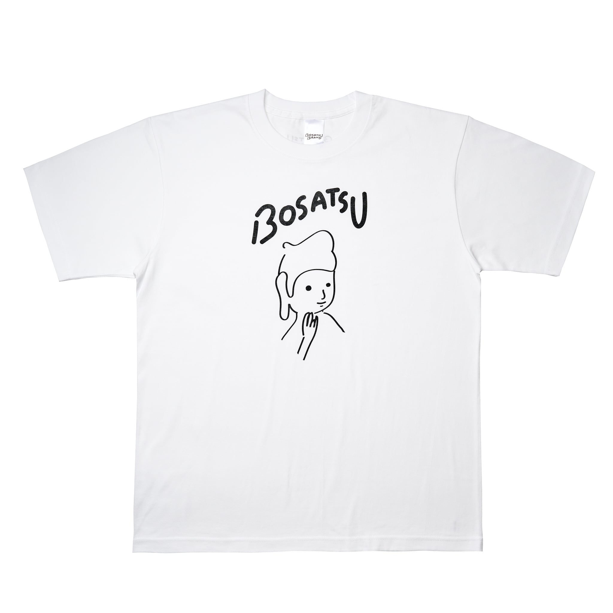 弥勒菩薩 仏像 Tシャツ (プリント) 6.2oz ホワイト/ブラック | BOSATSU