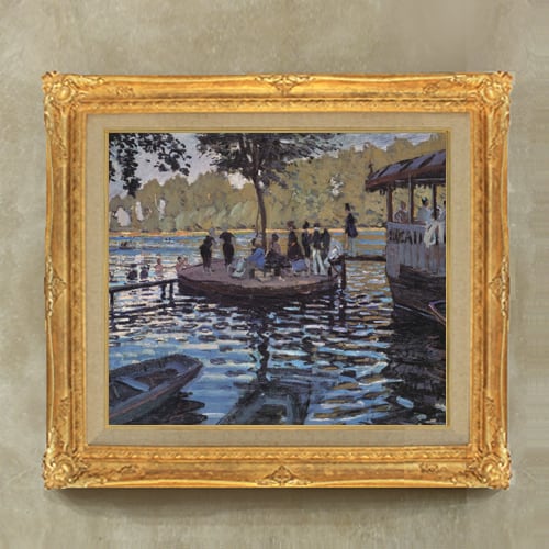 直筆仕上げ油絵【クロード・モネ】ラ・グルヌイエール F10 絵画 アート インテリア 風景画