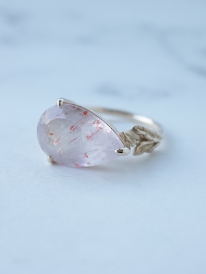 Lepidocrocite in Rose Quartz Ring