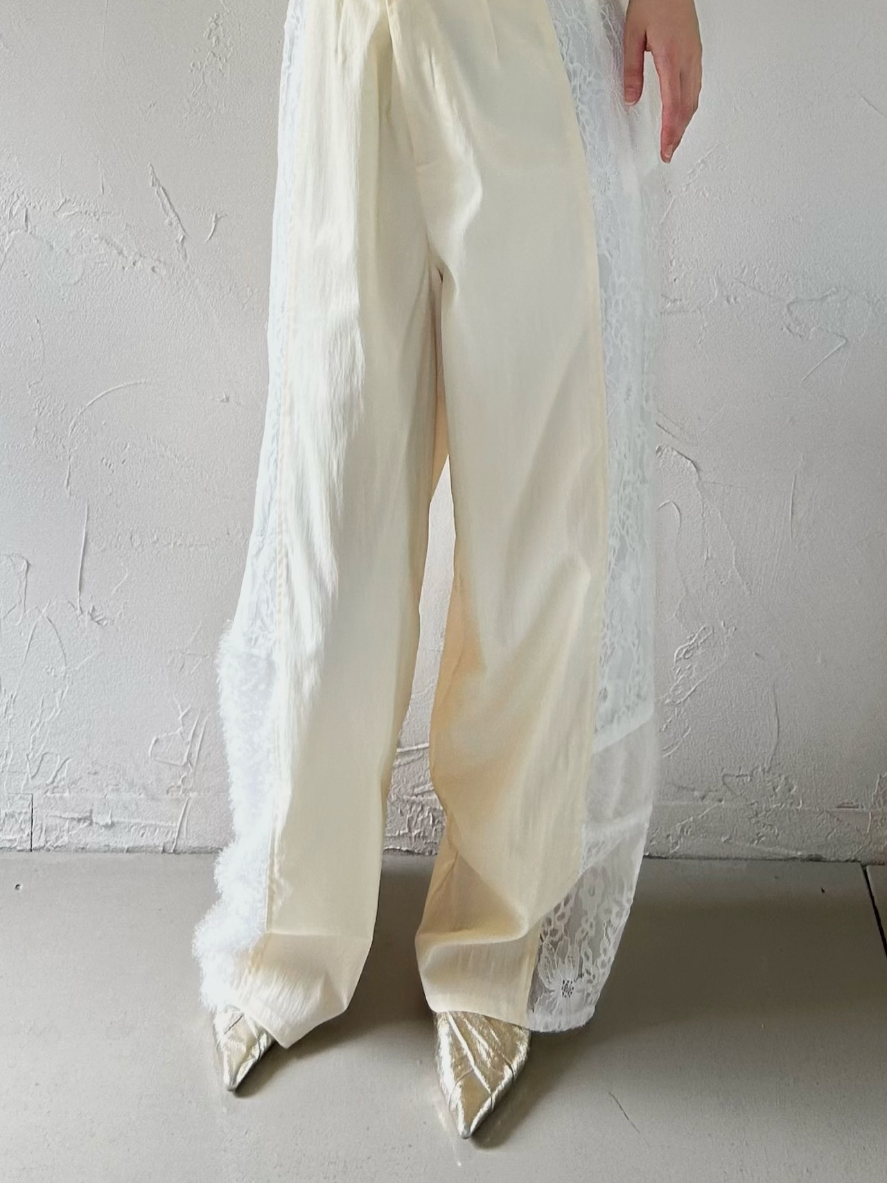 Mixed Material Side Stripe Pants / ECRU - 1
