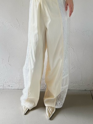 Mixed Material Side Stripe Pants / ECRU
