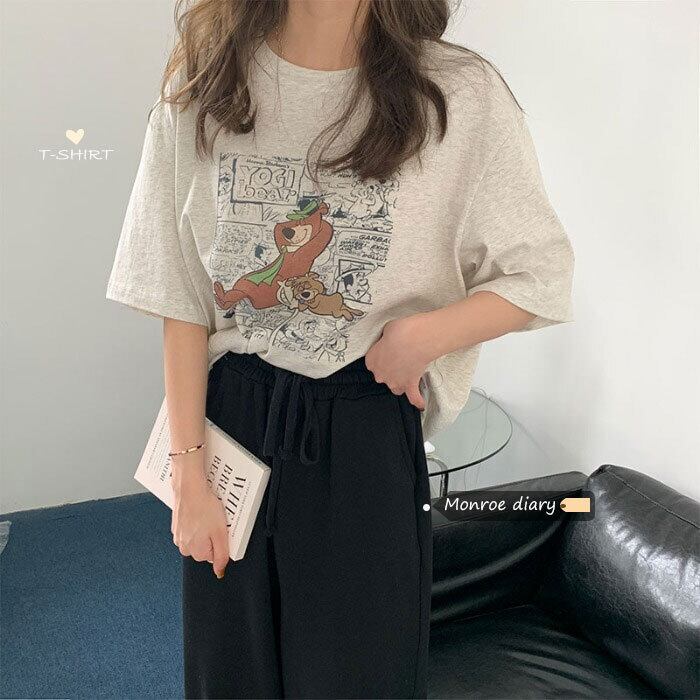 ルーズホワイトTシャツ サマーグレートップス コットン 夏物 モンロー95984064075