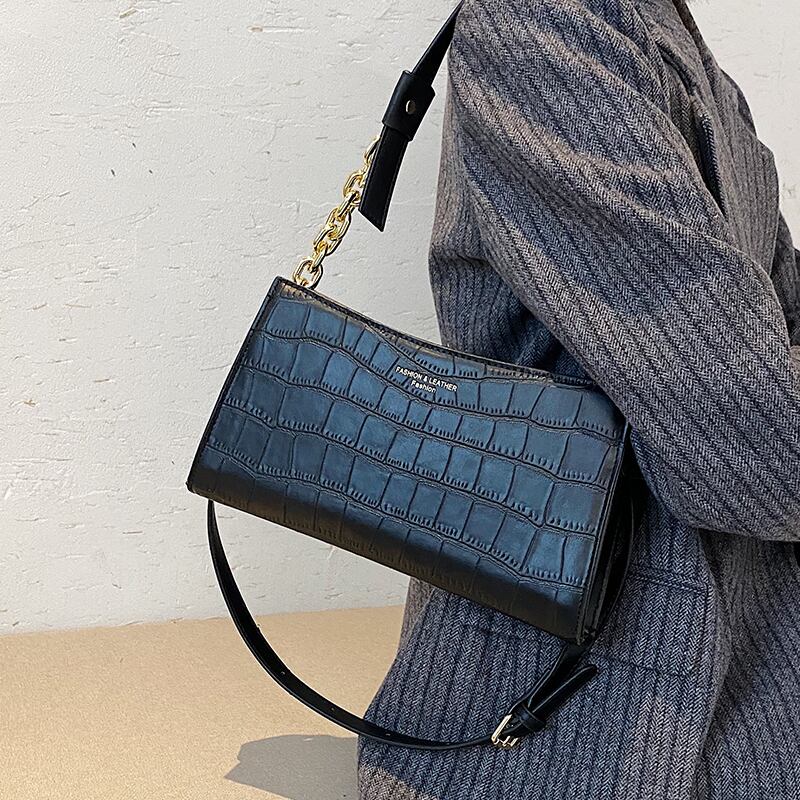 オータムウィンターストーンパターンシングルショルダーバッグ 秋物 冬物 メッセンジャーバッグ 手作りハンドバック69406410348