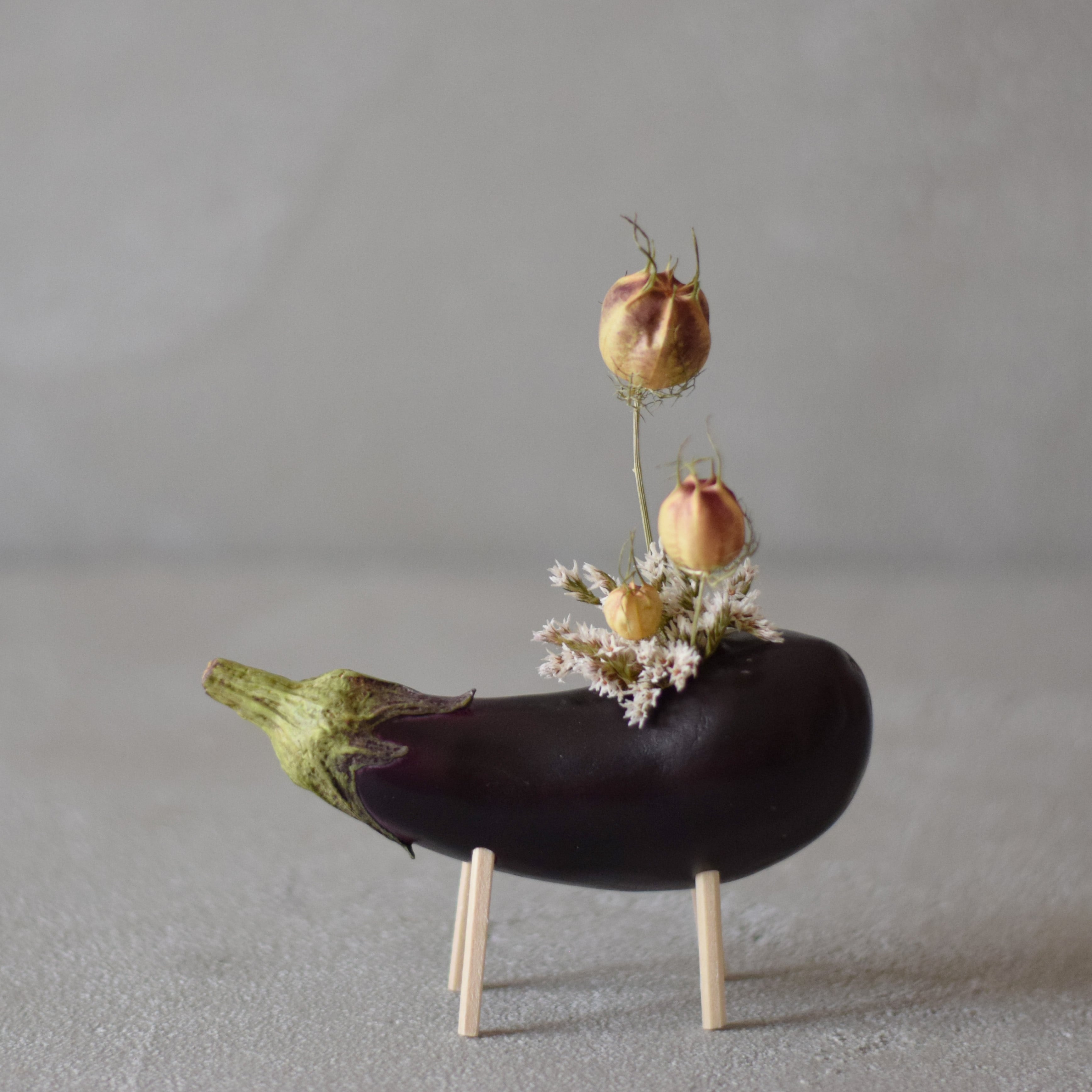 美術工芸 茄子の置物 ナスの精霊馬A | Sabotensi