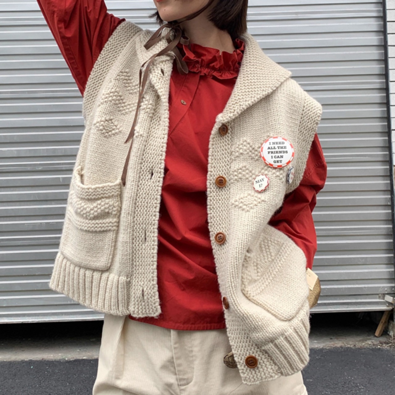 雪明かりノルディックを纏うVネックベスト《W0227》