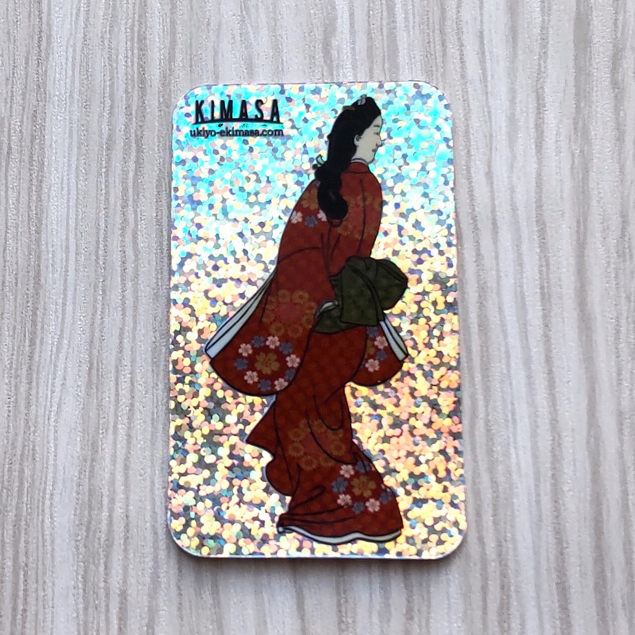 浮世絵 見返り美人図 キラキラステッカー | 浮世絵商品専門店