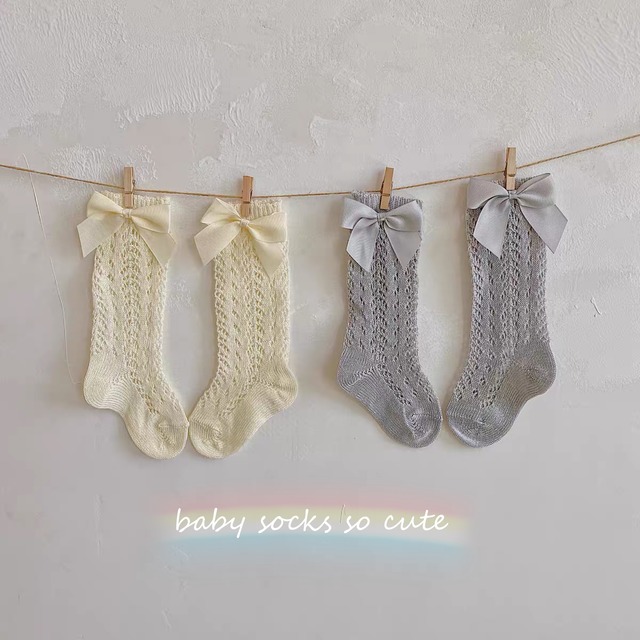 サマー薄手ソックス メッシュスタイル リボン 夏物 タイツ ストッキング 超面白いベビーショップ97503156470