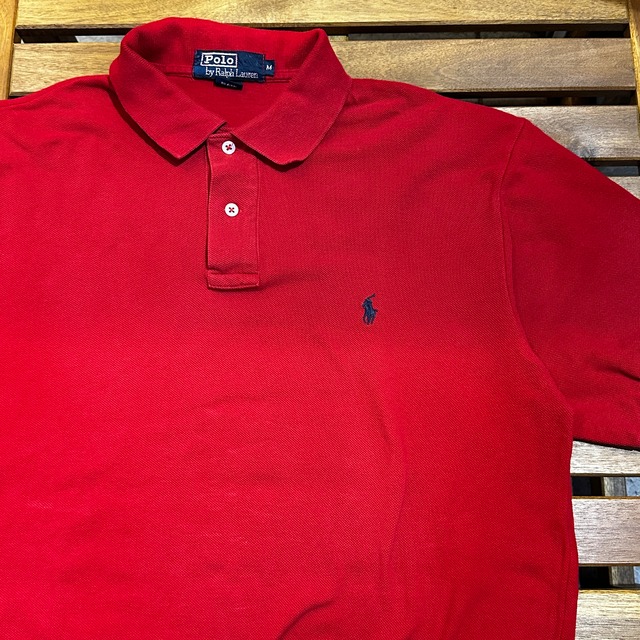 1990'S RALPH LAUREN POLO SHIRT RED M USA
