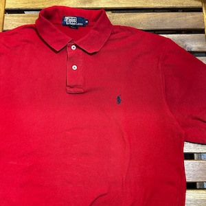1990'S RALPH LAUREN POLO SHIRT RED M USA