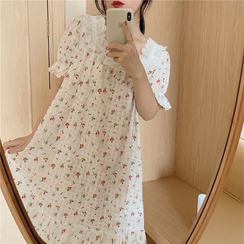 レディースサマースタイルフローラルレース コットン 大人ガーリー スウィート キュート カジュアル 夏物 花柄 萌量不足95274042132