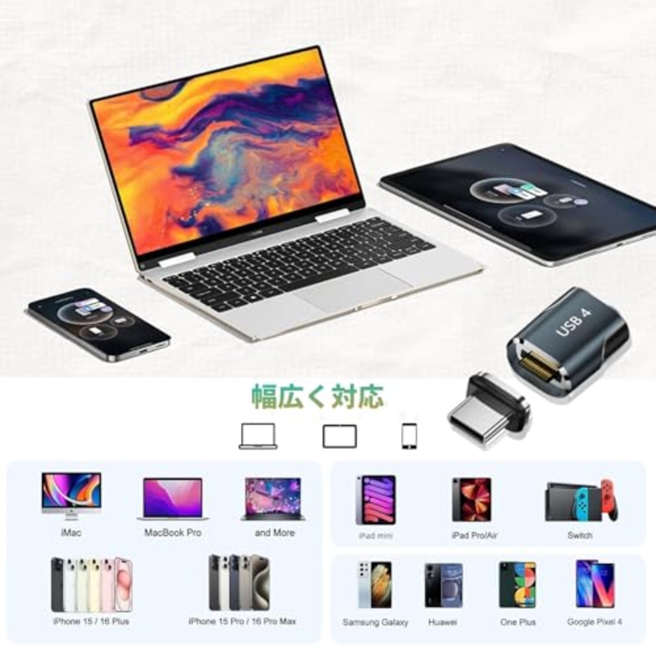 YFFSFDC USB-Cマグネット式 Type C 変換アダプタ USB4.0 N52自動吸着 マグネット 8K@60Hz映像出力 80Gbps高速データ転送 240W急速充電 Mac Book Pro、Nintendo Switch、Nexus 6P 5X、iphone16、Sam sung Galaxy S8、L G G5 V20などのType Cデバイスに対応 2個セット ブラック