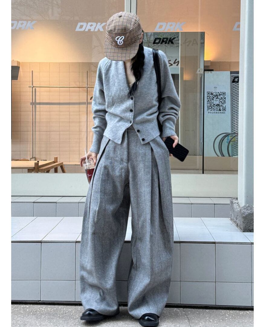 ストライプ◆ワイドレッグパンツ【p-20215】