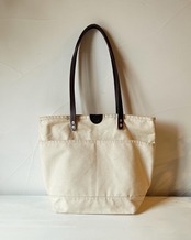 －Leather  Handle Canvas Tote－WANDERER