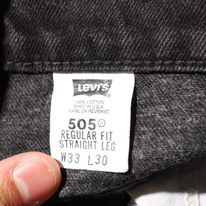 美品 33×30 Levi’s 505 USA オレンジタブ 96年 サルファーブラック デニムパンツ リーバイス