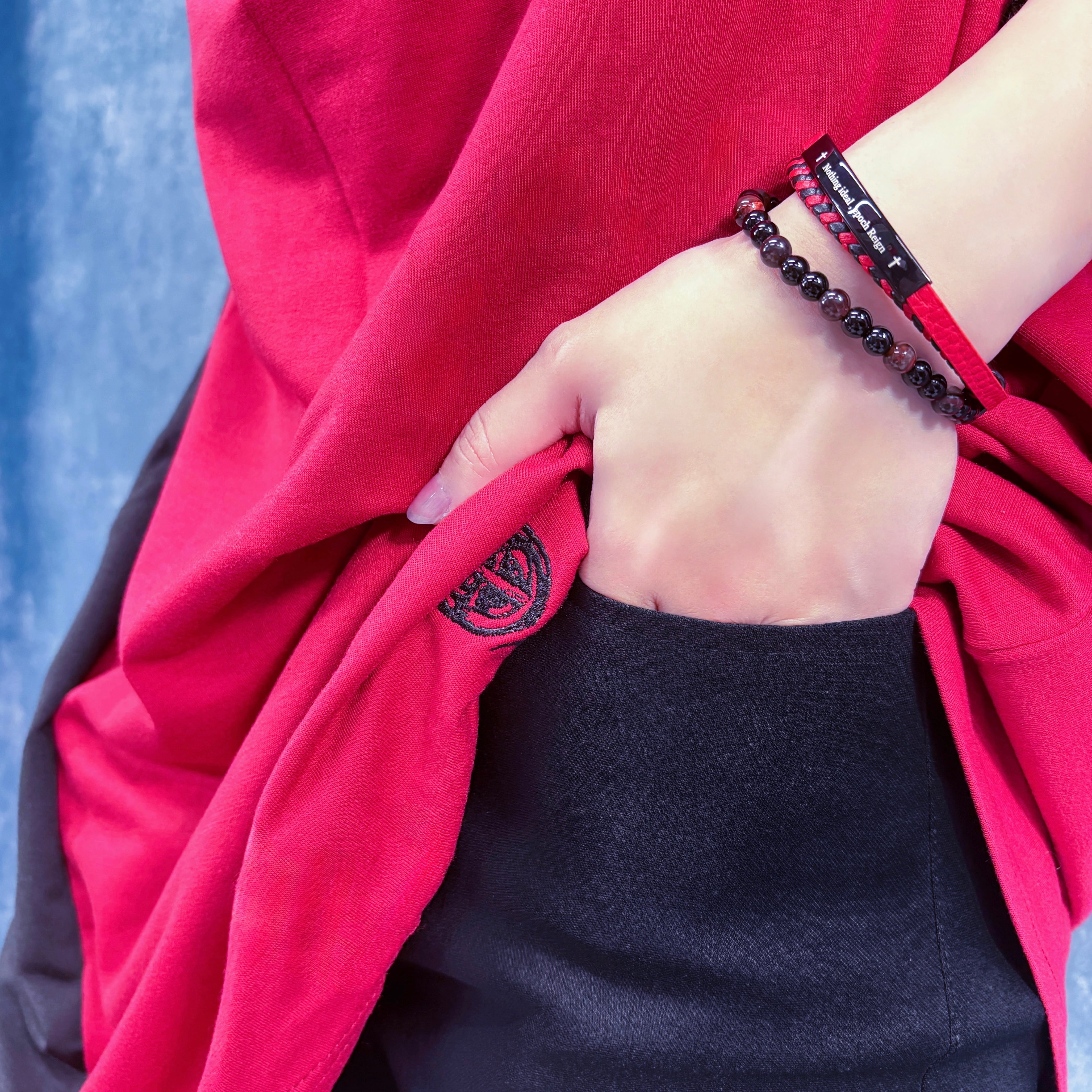 先着55点限定55%OFF》RED COLOR PU LEATHER LAYERED BRACELET | NIER