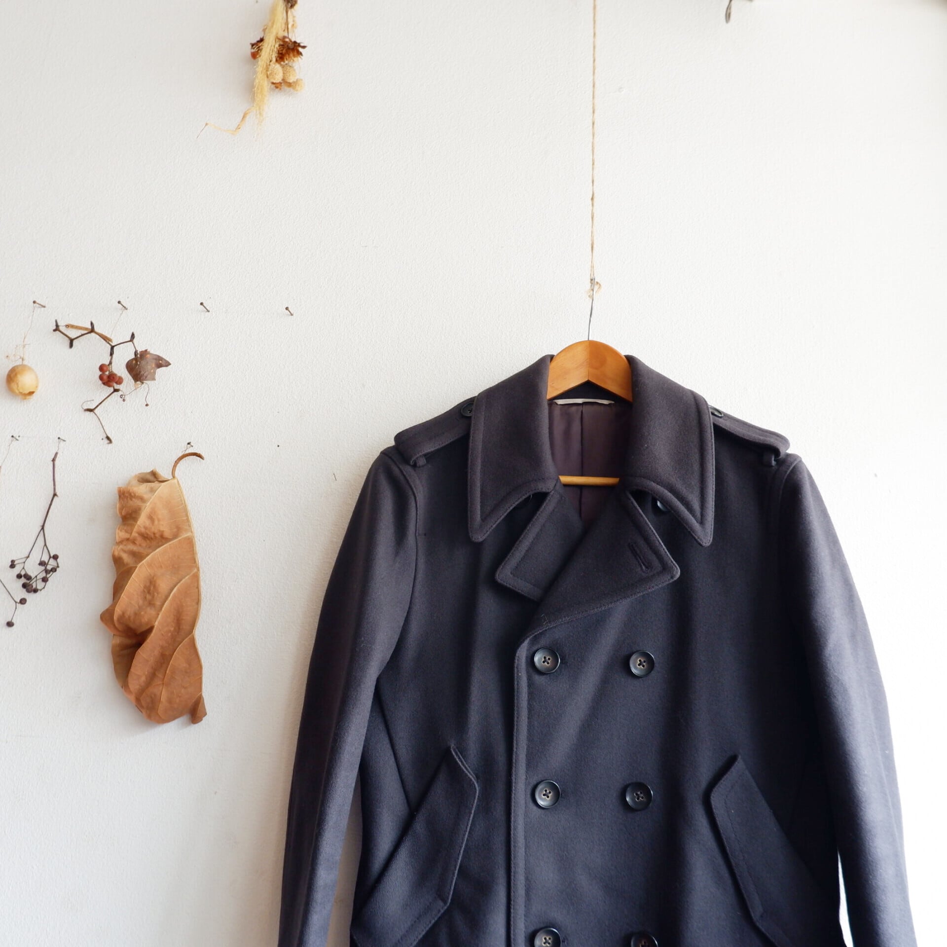 マーガレットハウエル　カシミヤ混　ウール　ピーコート　サイズⅠ　チャコールグレー マーガレットハウエル カシミアウール ピーコート 1 マーガレット