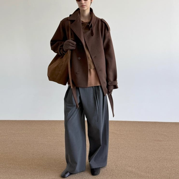 ウールブレンド ショートトレンチコート 2color MOJ0243