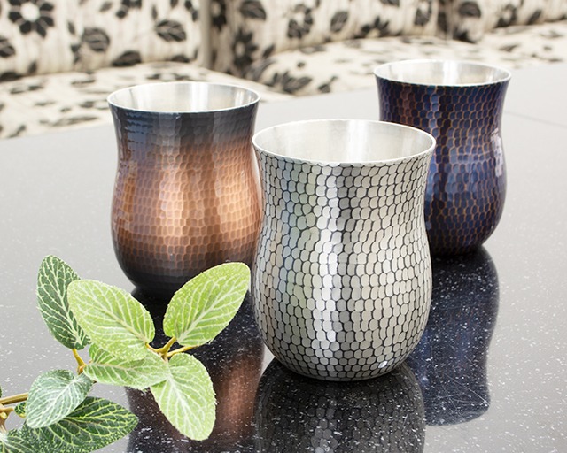 新光堂作 鎚起銅器 純銅 手打ち鎚目フリーカップ